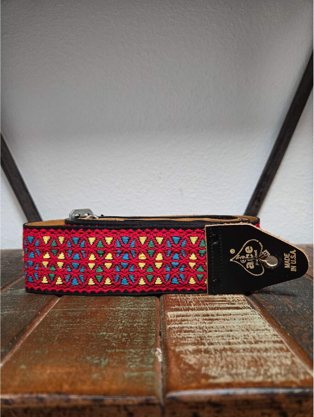 ACE Guitar Strap Red Kaleidoscope Rolling Stones Genuine Vintage Circa-1960s